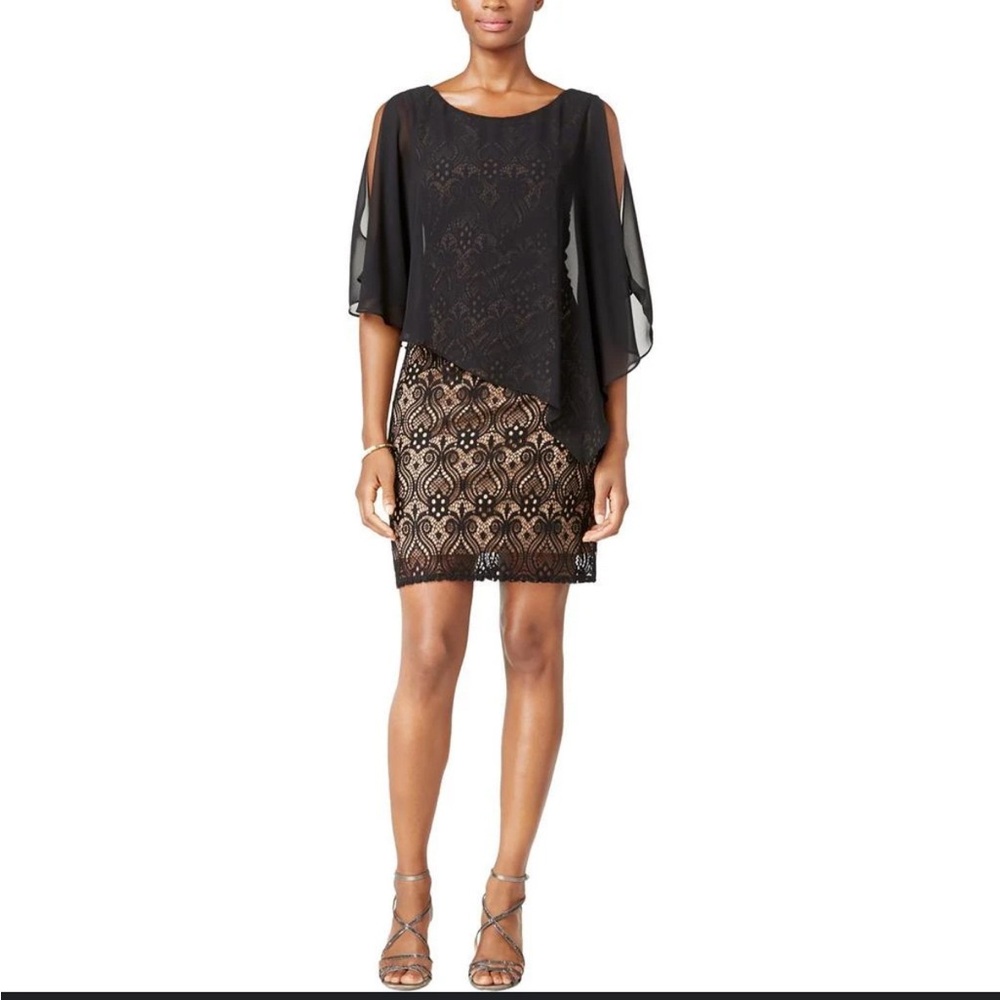 Connected Apparel Black and Tan Dress